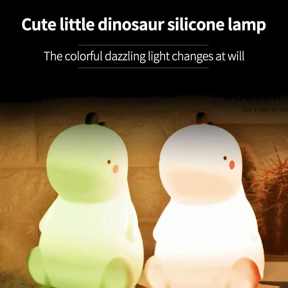 USB Charging Dinosaur Night Light Eye Protection Soft Light Bedside Sleep Lamp Touch Sensor Colorful Color Changing