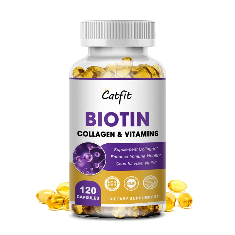 Catfit Compound Biotin & Collagen Capsule Collagen Protein Supplement Hair Skin&Nails Growth Vitamin for Women