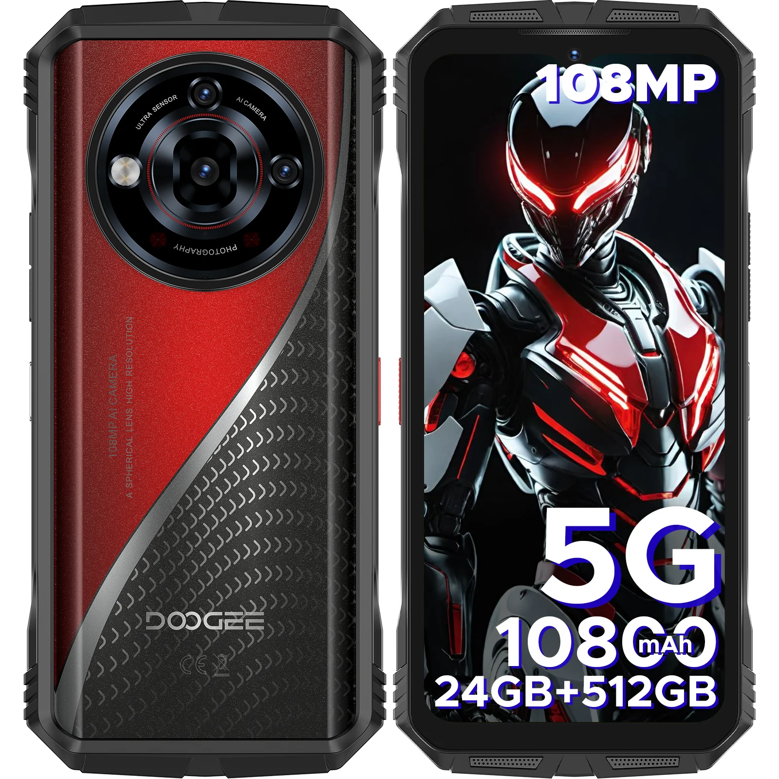 Version mondiale DOOGEE S118 Pro 5G téléphone robuste 10800mAh batterie densité 7050 6.6 ''FHD 120Hz 24GB RAM 512GB ROM téléphone portable NFC