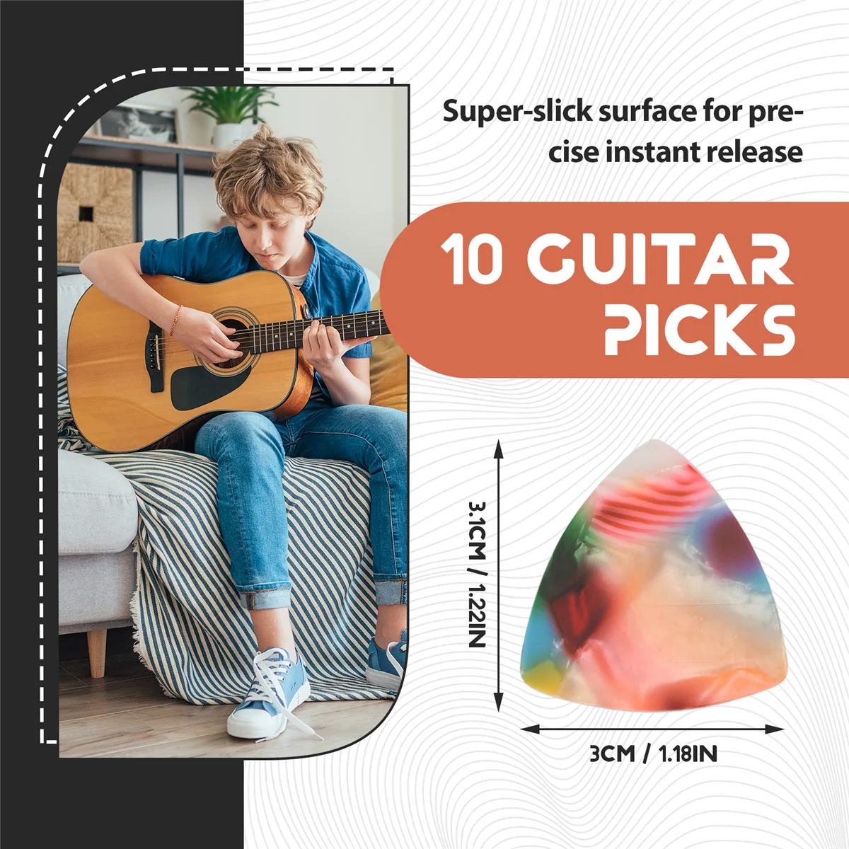 

RUAI 10Pcs Acoustic/Electric Guitar Picks Plectrums 0.46Mm---Assorted Color