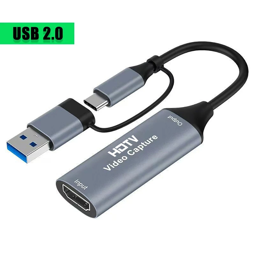 2 in 1 USB 3.0 Video Capture Card 4K hdmi-compatible to USB 2.0 Type C Game Grabber Record For Switch Xbox PS5/4 Live Broadcast