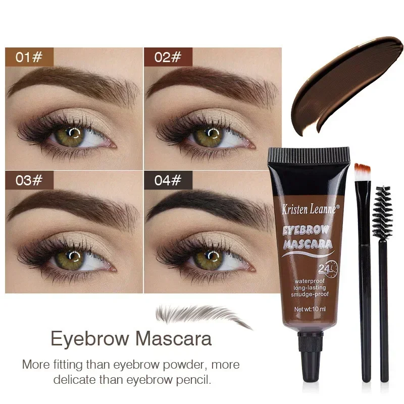 Natural 4 Colors Liquid Dyeing Eyebrow Cream Dyeing Eyebrow Set Brow Tattoo Pigments Lasting Waterproof Eyebrow Gel Makeup