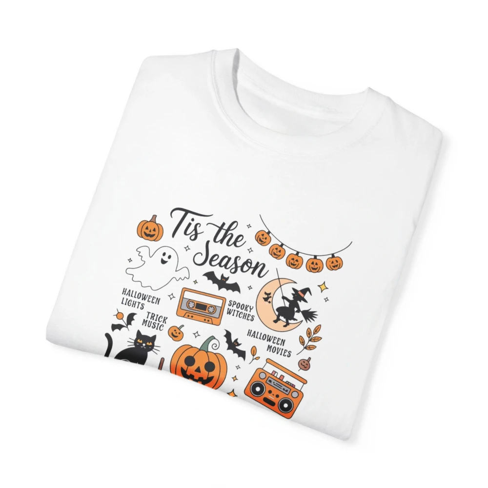 Vintage Halloween Shirt Tis' the Season Cotton Tee Retro Halloween Aesthetic Women's Halloween Shirt Pumpkin Witch Graphic Tees