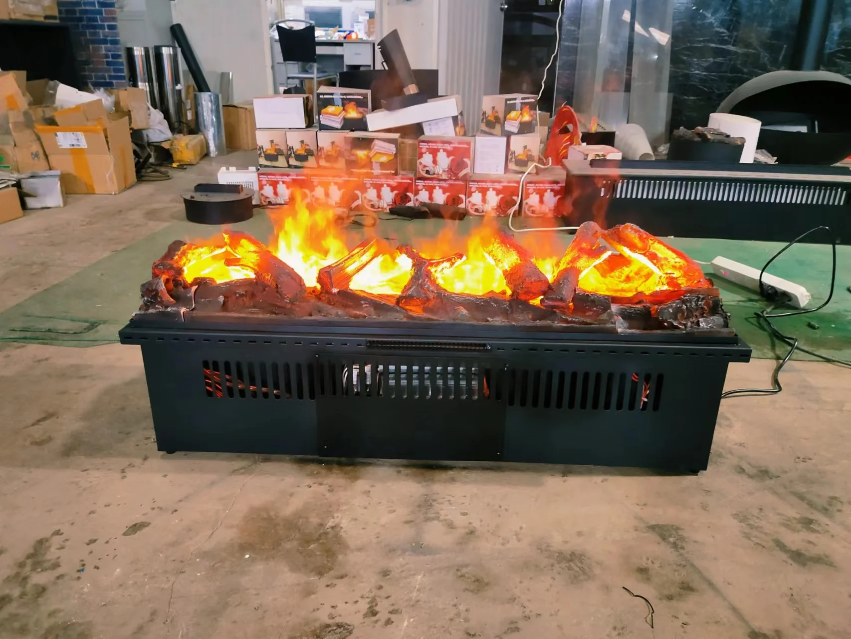 1200mm length 3D water steam fireplace with heat and wood panel