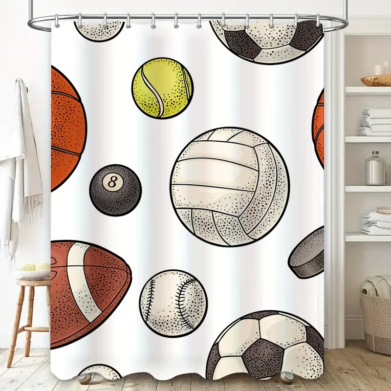 

Спортивные игры с мячом, занавеска для душа, моющаяся грязеотталкивающая насадка для душа, водонепроницаемая полиэстеровая занавеска для ванны для домашнего декора