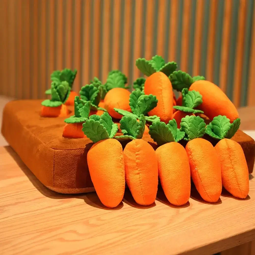 Creative Cute Carrot Plush Toy Pulling Radish Vegetable Plant Stuffed Plush Doll Back Hugging Pillow For Children Pet Chew Toy