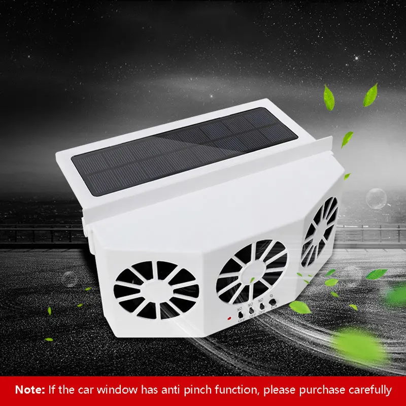 Solar Car Fan USB Rechargeable Exhaust Fan Air Circulation Cooling and Heat Dissipation High Wind Power 3 Head Ventilation Fan