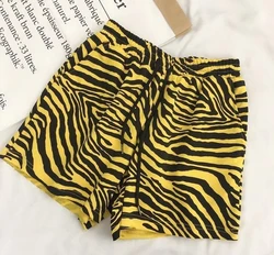 2022 Korean Loose Casual College Style High Waist  Female Wide Leg Short New Zebra Pattern Summer Breathable Sports Shorts Women