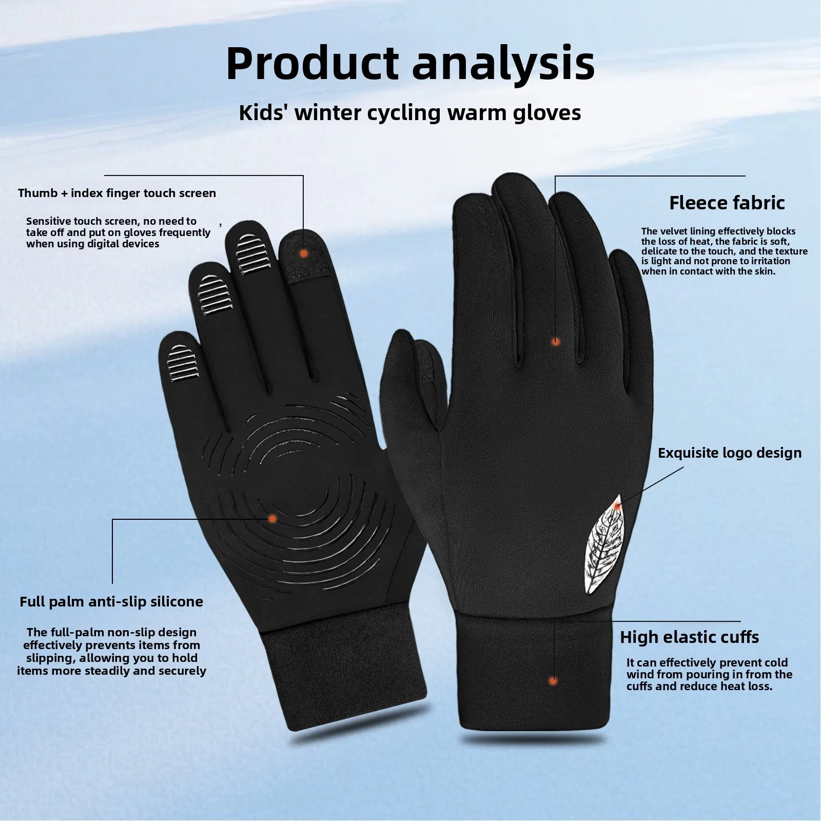 Gift Box Gloves Kids Water Resistant Non Slip Touch Screen Fleece Lined Warm Winter Outdoor Snow Play Cycling One Size