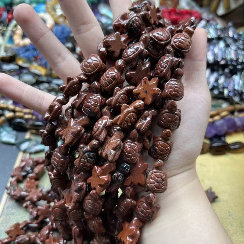 16 inches 8x13x20mm Chocolate Turtle Carved Natural Red Jasper Beads Loose Strand