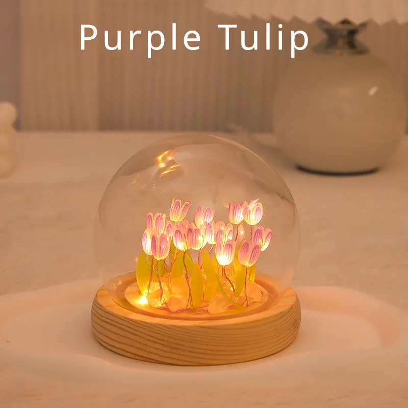 Tulp Nachtlampje Tulp Bloem Tafellamp Diy Simulatie Tulp Led Nachtlampje Handgemaakt Bedlampje Kerst Nieuwjaar Cadeau