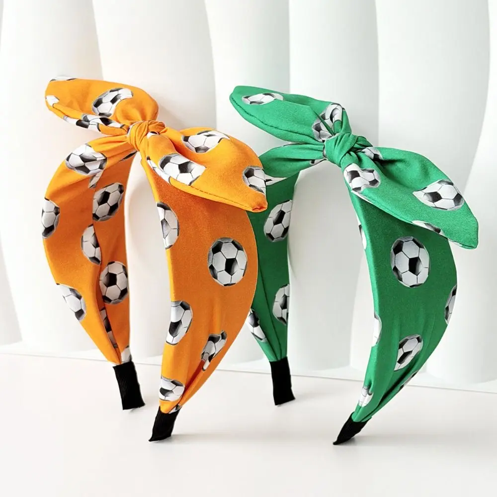 Cute Football Headband Rabbit Ear Bow Fan Cheering Hair Hoop Soccer Print Funny Costume Soccer Fan Hair Band Bar Viewing Events - view 3