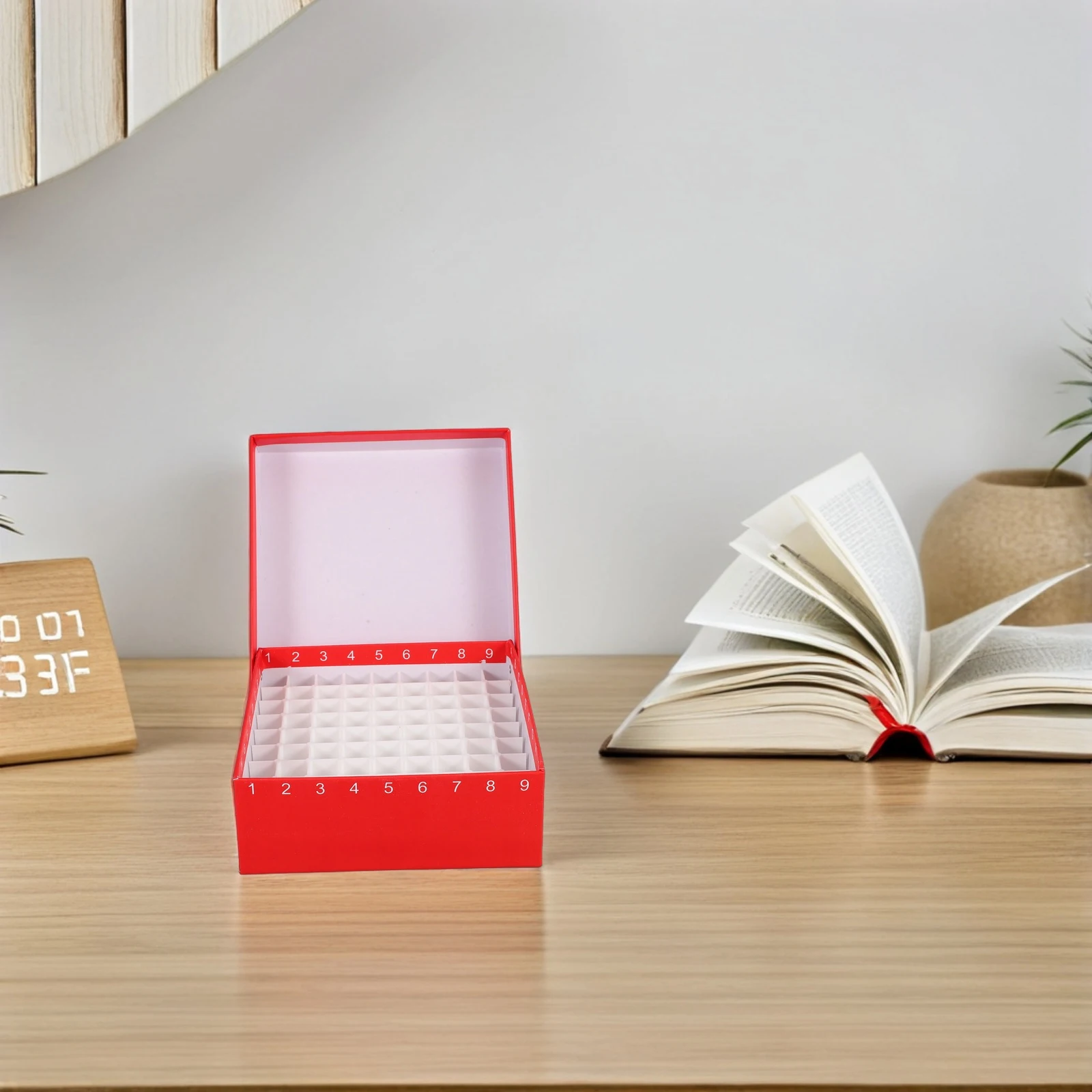 

81Grid Paper Tube Lab Vial Holder Sampling Organizer 81 Hole Flip Top Freezer Box Cardboard For Freezer Samples Vial