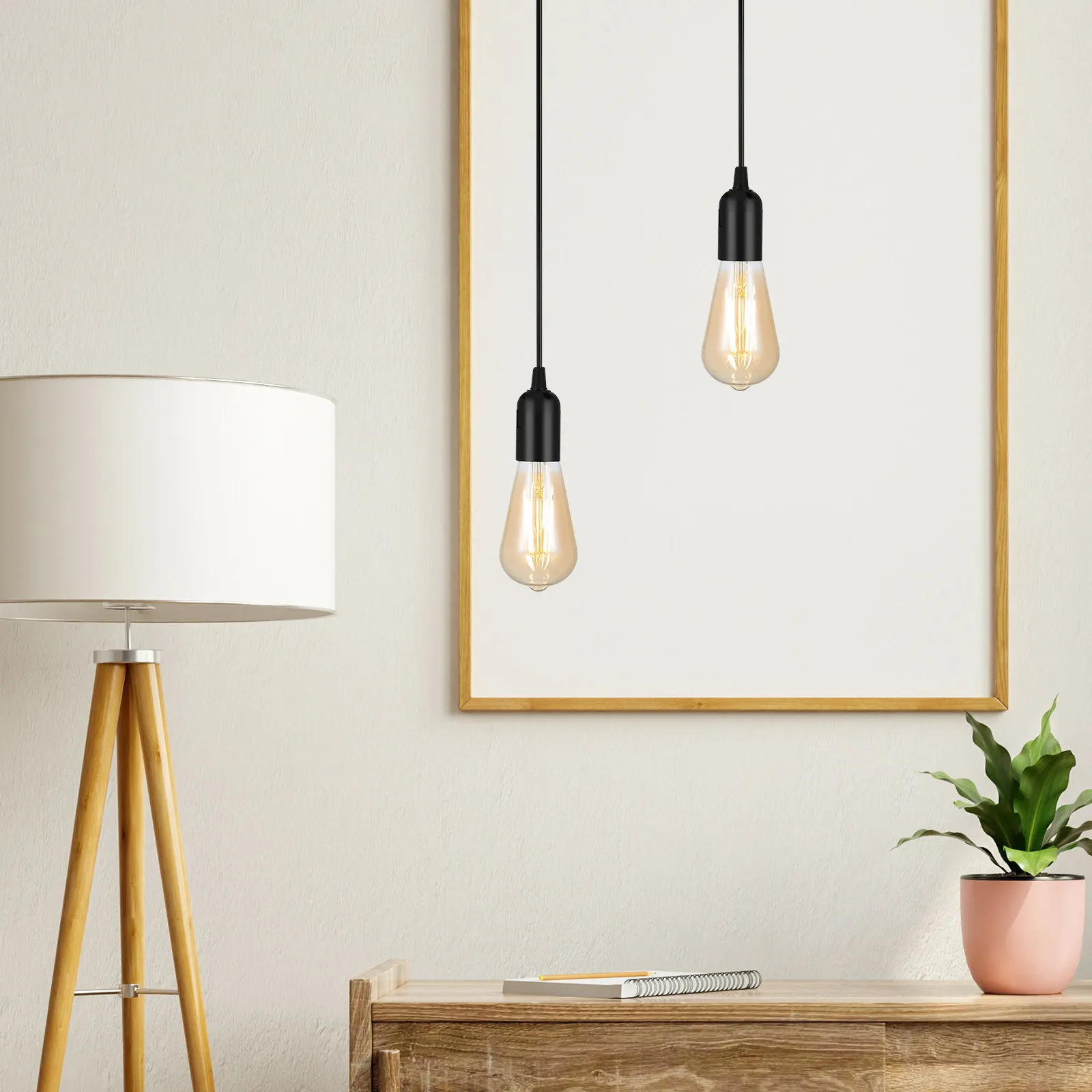 

Комплект из 2 шт. кабелей для светильников с патроном, совместимые с подвесными лампами, длинный кабель, простая установка, вилка стандарта США, 110В, основание для лампочки