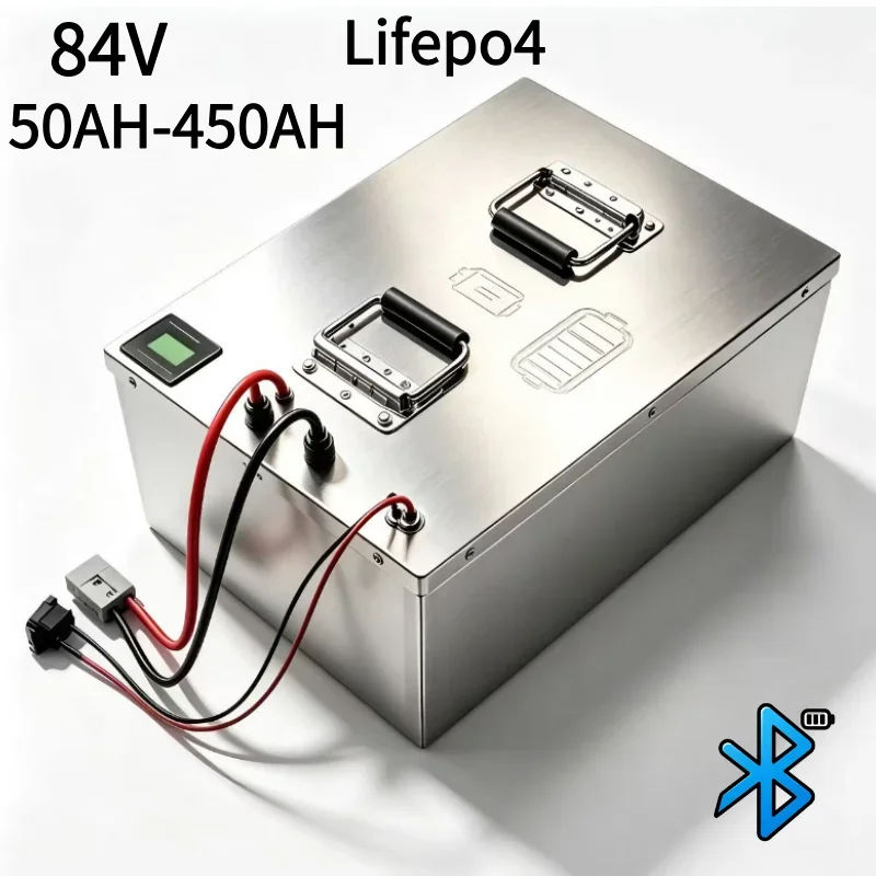 Full Stainless Steel 84VLiFePO4 Energy Storage Cabinet, Built-In Bluetooth Smart BMS, 60-350Ah High Cycle Power Unit For 3-12KW