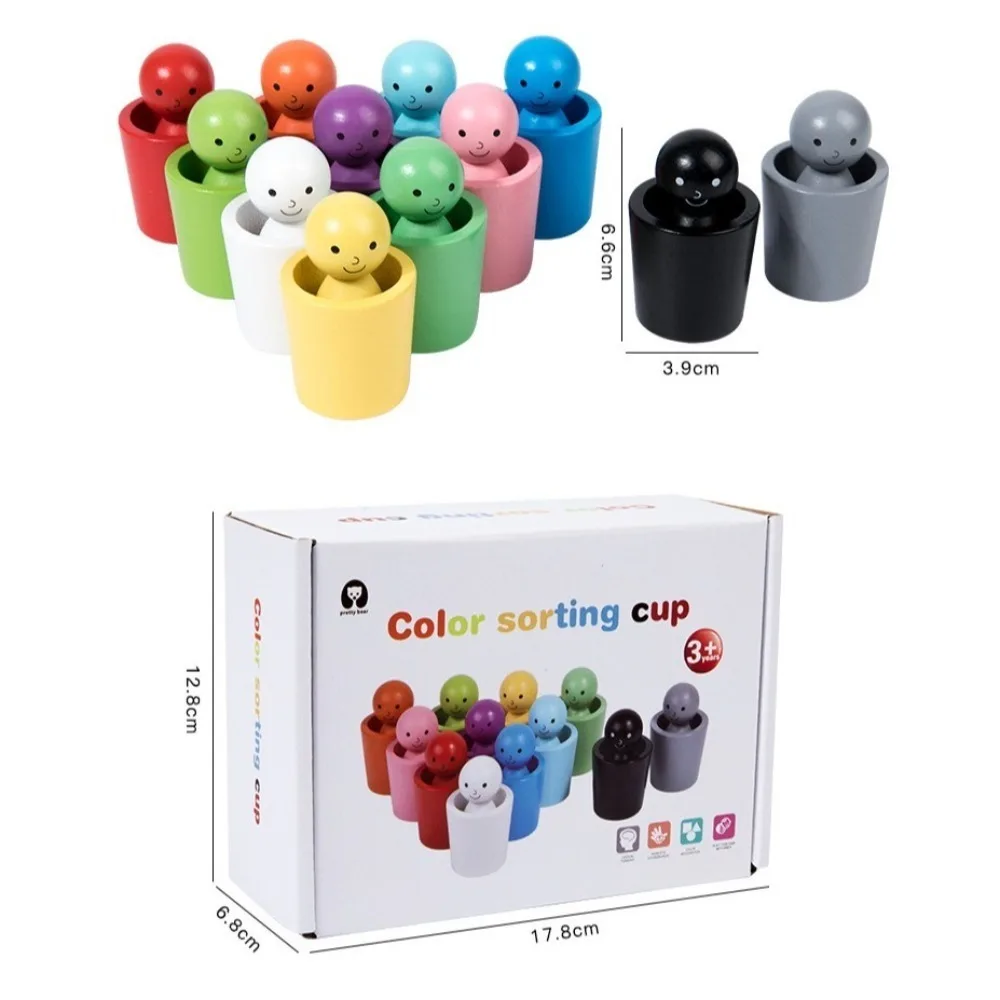 Copo de classificação de cores de bola de arco-íris, motor fino, bonecas de madeira montessori, brinquedo de madeira, jogos de correspondência, aprendizagem de bebês, brinquedos de cores