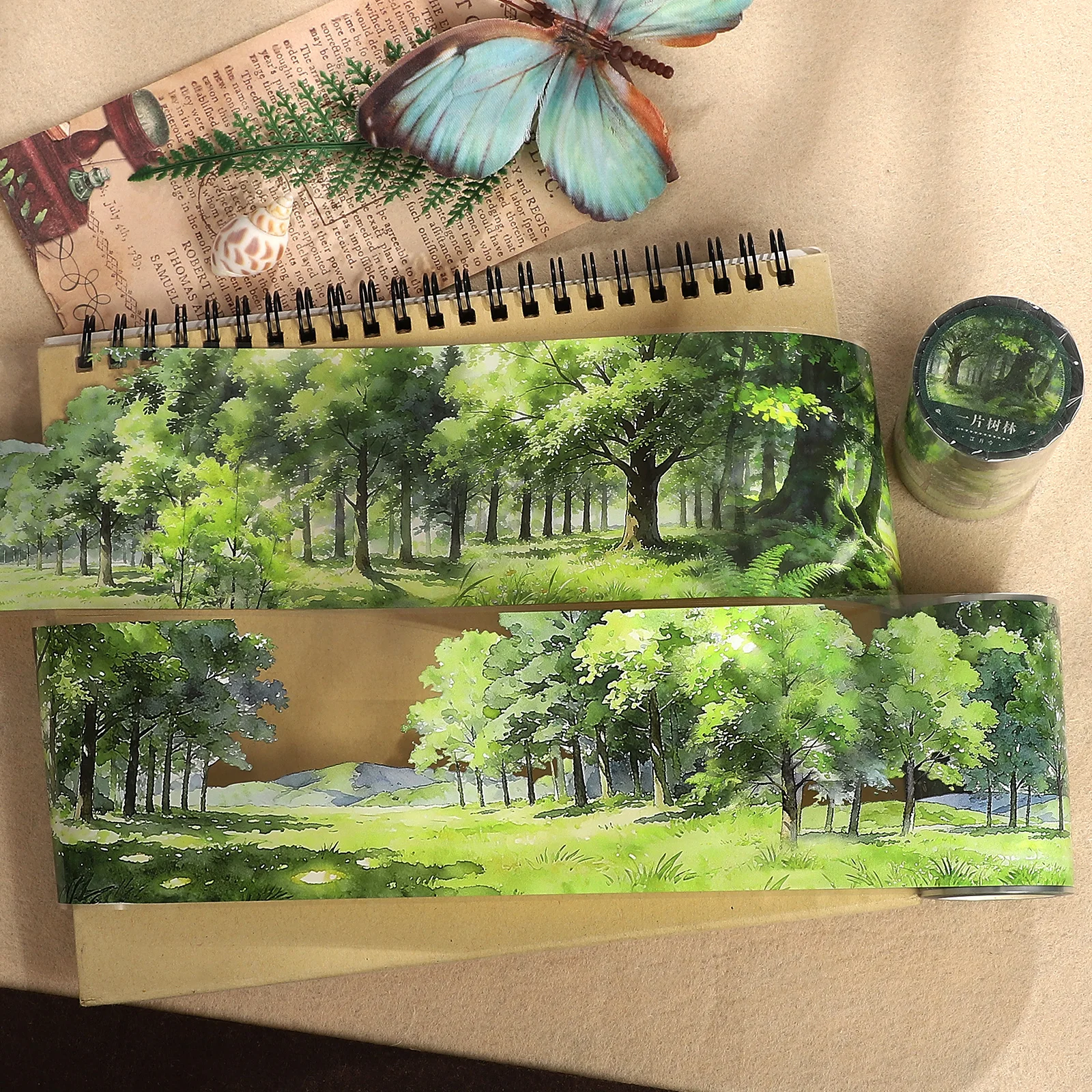 73mm*5m Vintage Forest Tree Shadow Landscape PET Tape Creative DIY Journal Material Collage Scrapbooking Stationery