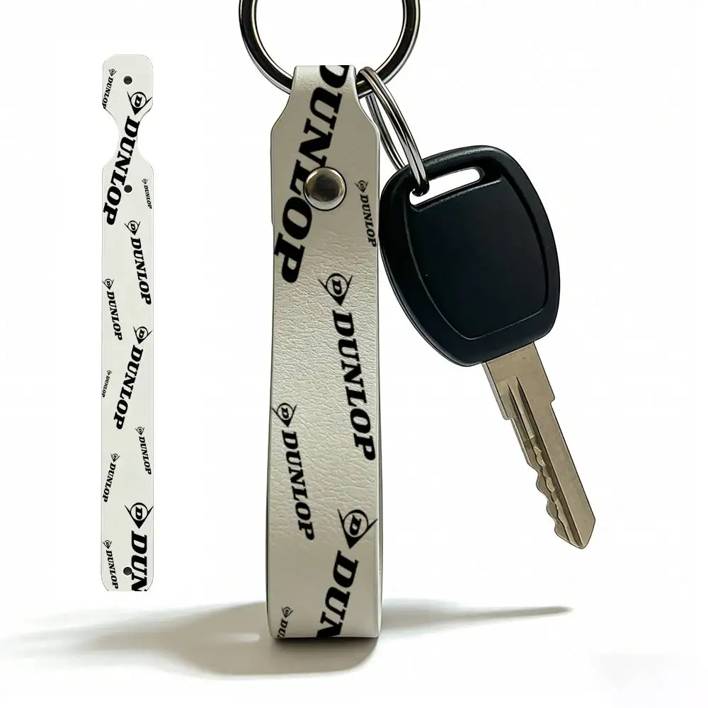 

Fashion For Dunlop Soft PU Leather Motorcycle Keychain Lightweight Key Holder For Scooter Racing