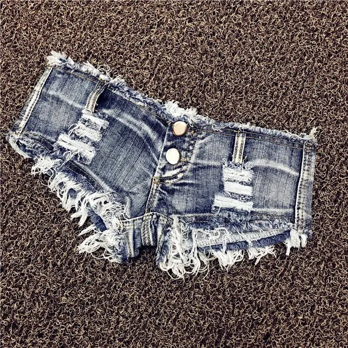 Denim shorts katoenen elastische franjes, nostalgische kleuren gewassen nachtclubs paaldansen hete meisjes strakke hotpants met lage taille 2025