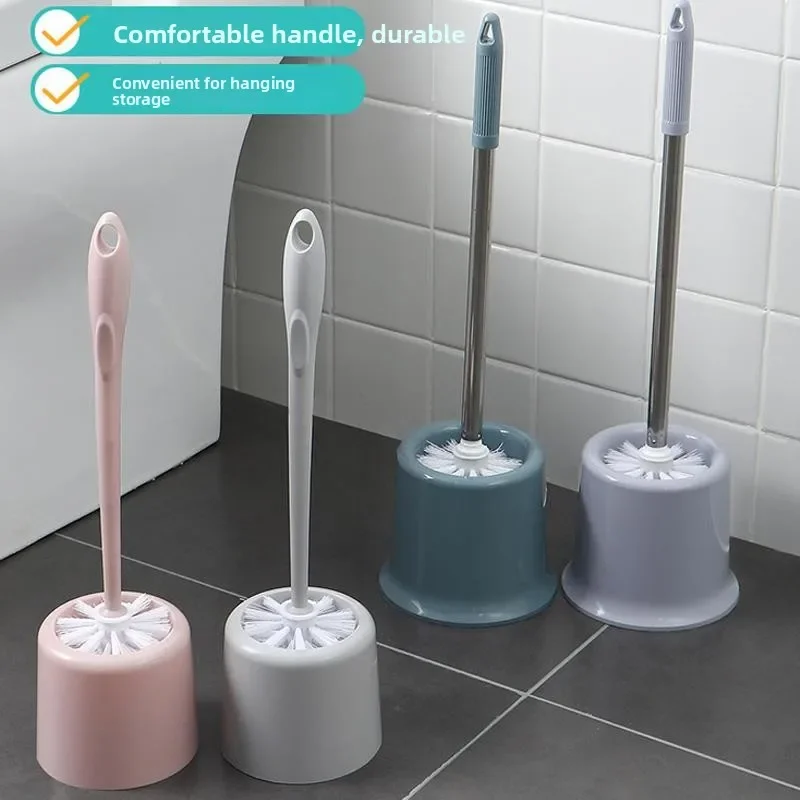 Wall-Mounted Toilet Brush No Dead Angles Cleaning Dense Bristle Toilet Brush Holder Group Hole-Free Installation Durable Toil...