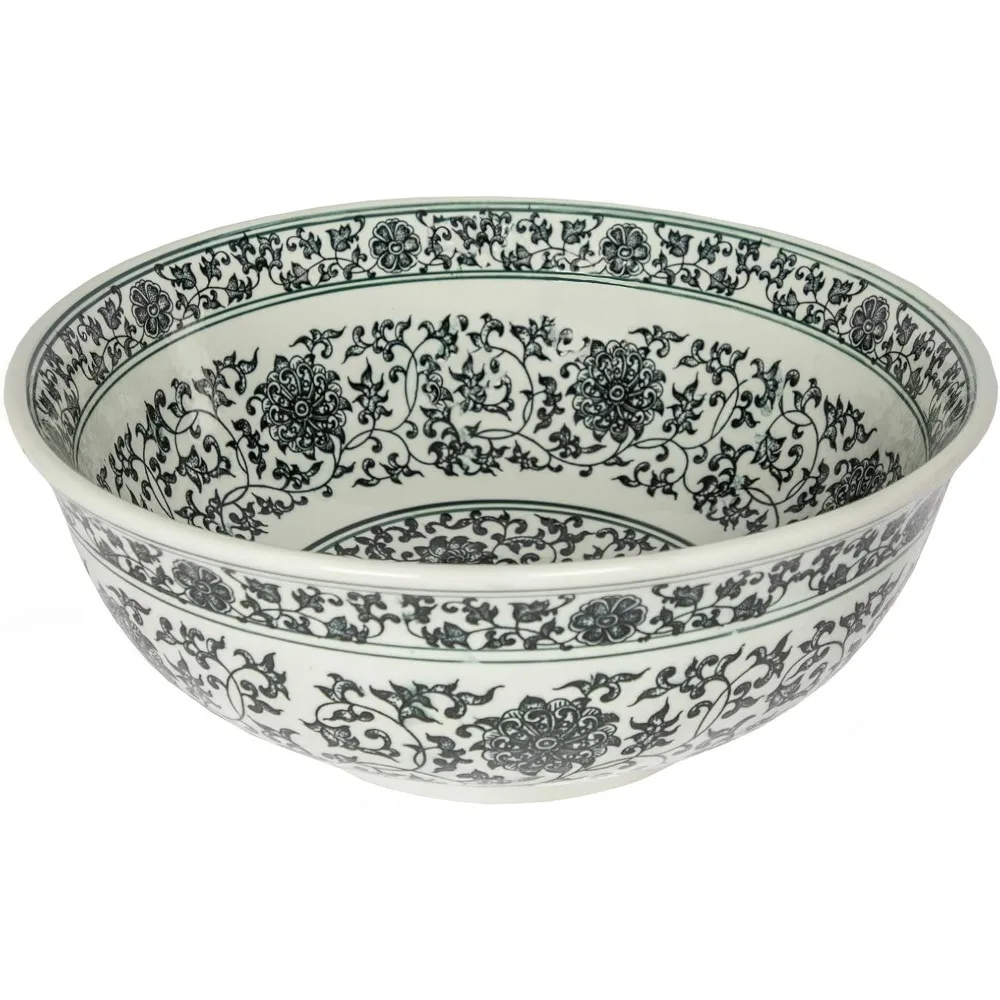 

Круглая черная фарфоровая раковина в стиле династии Мин с декоративными функциями