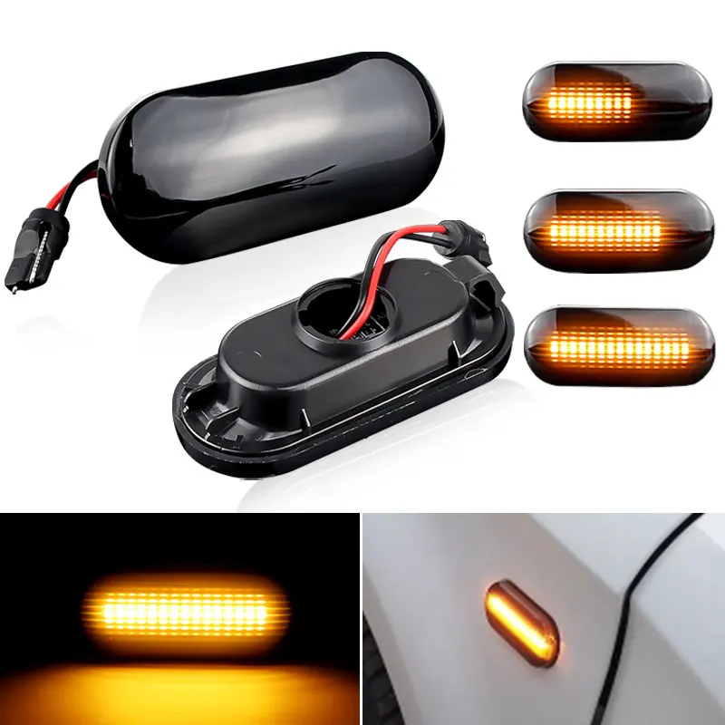 Smoked Dynamic Flowing LED Side Marker Turn Signal Light For VW Transporter T5 Polo Golf3 4 Passat B5 Sharan Lupo Bora Multivan