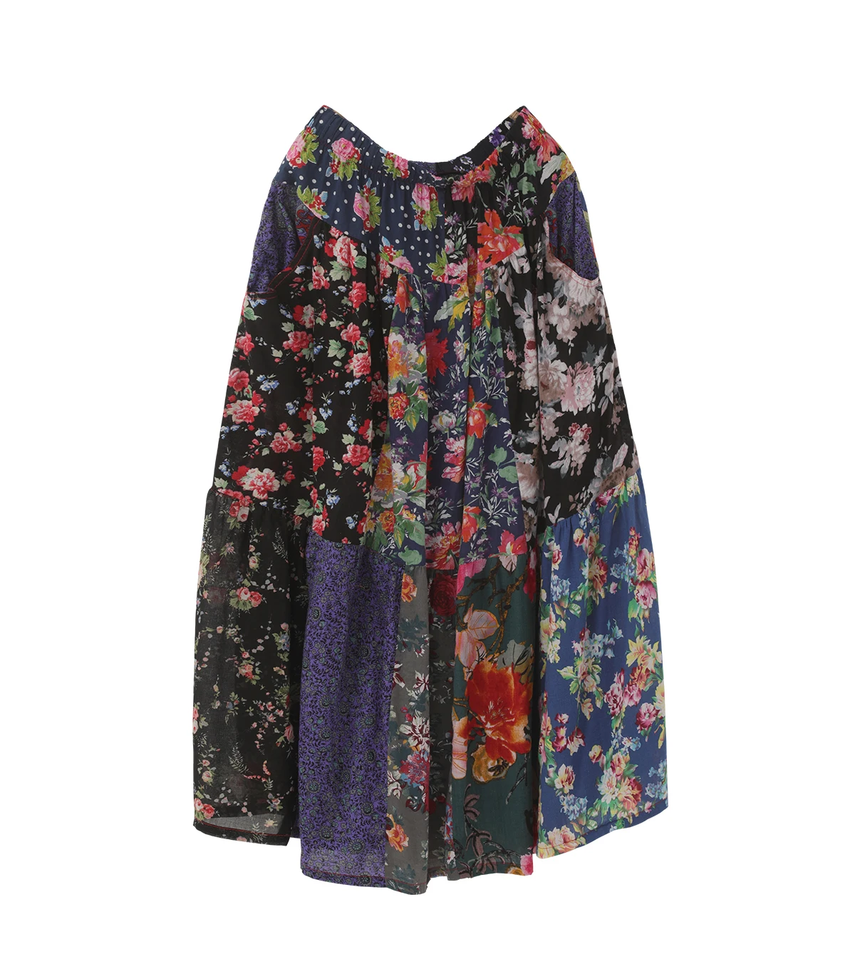 تنورة LZJN للسيدات صيفية مرقعة من القطن بنمط عرقي، خصر مرن، متعثرة، نصف تنورة مريحة، نمط عطلة الشاطئ #3