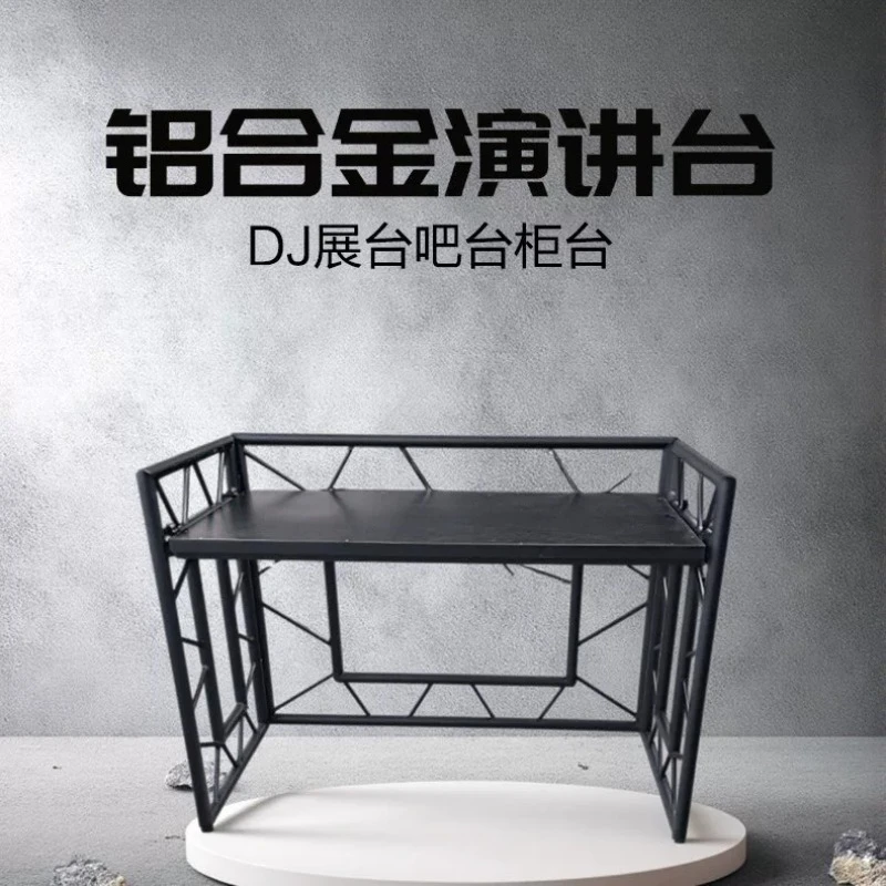 High Quality Collapsible and Height-Adjustable Aluminum DJ Booth Stage Assemble Headliner Mobile DJ Table for Nightclubs