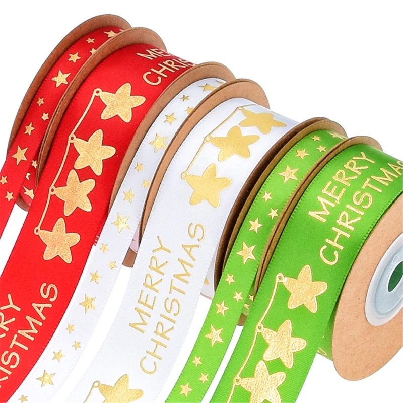 Christmas Decoration Polyester Ribbon DIY Sewing Green White Red Ribbon