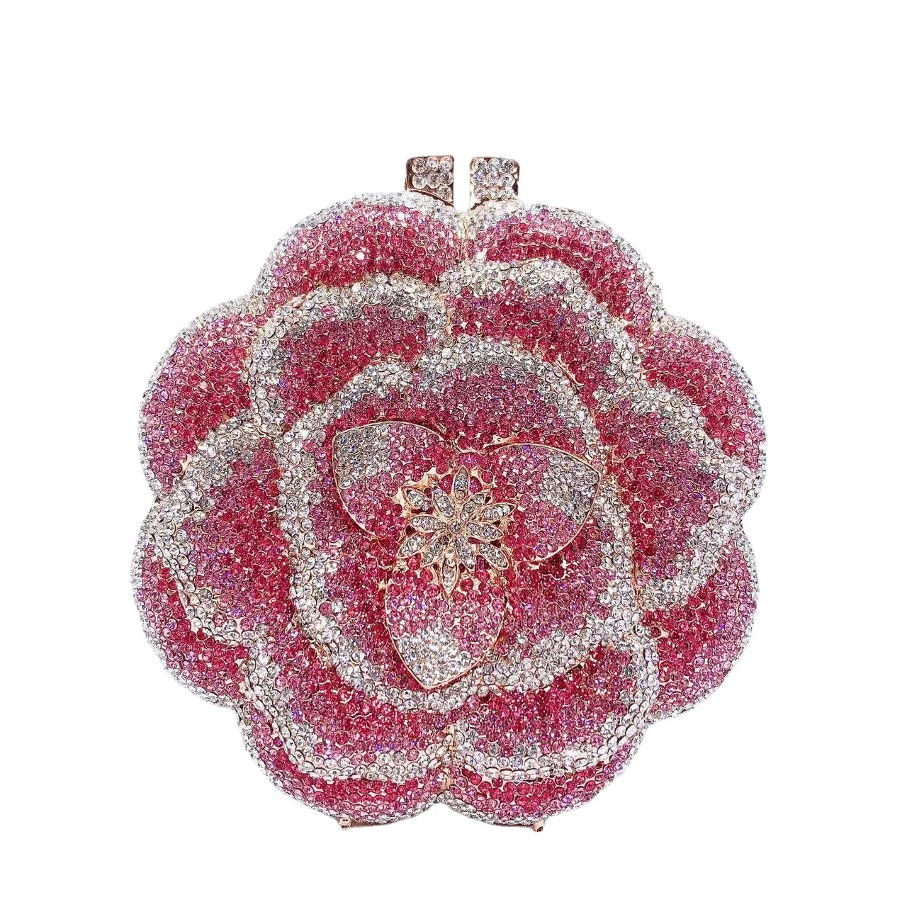Rose Rhinestone Empty Metal Crystal Dinner Bag Diamond Bag Ladies Clutch Bag Sac Soirée Femme Luxury Designer Bags High Quality