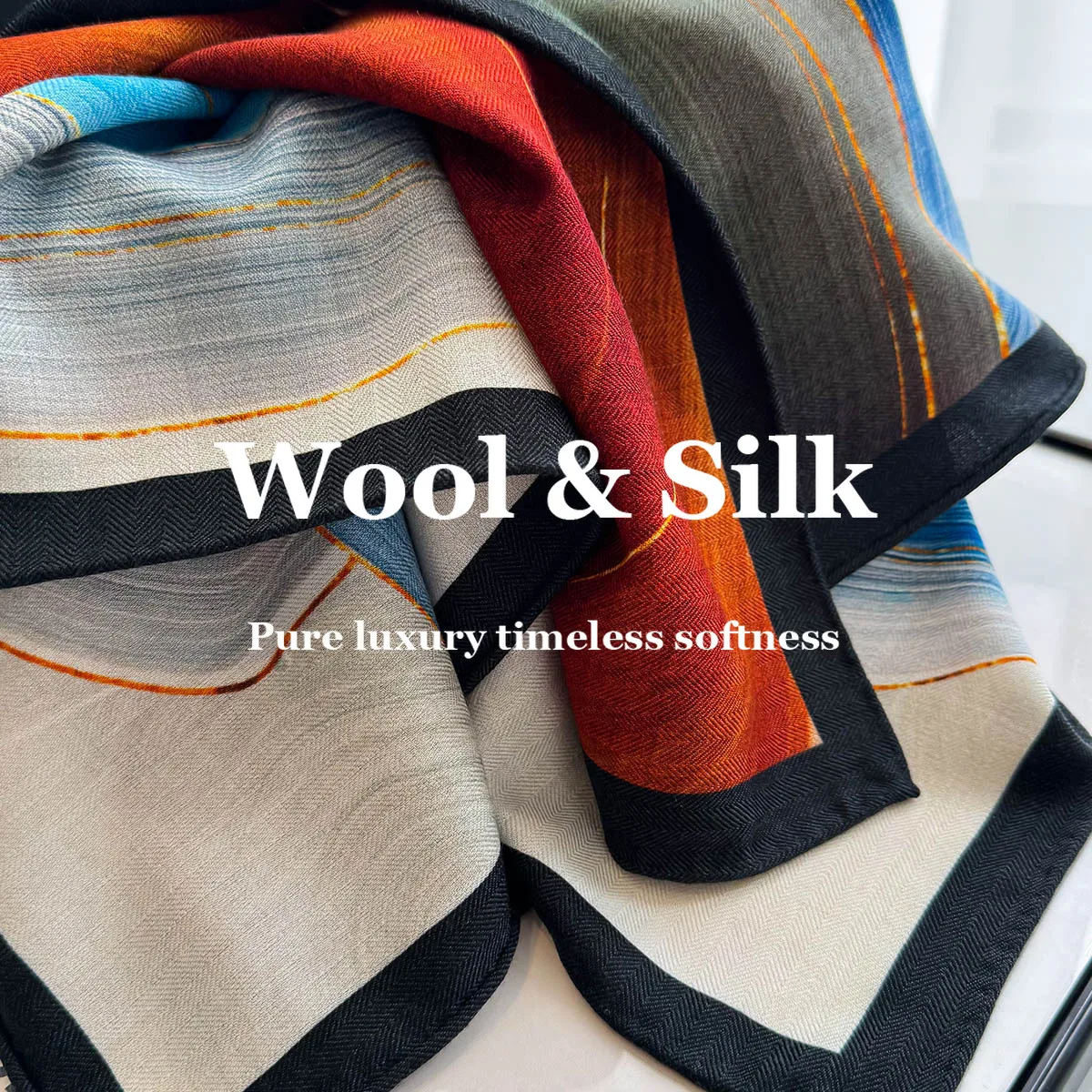 

82% Wool 18% Real Silk Scarf Women Kerchief Hijab Wrap Shawl Square Scarves Poncho Flight Attendant Multi-functional Decoration