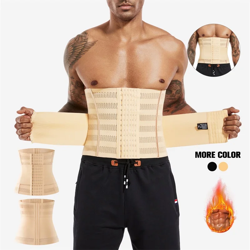 Waist Trainer Corset Men Binders Shaper Tummy Wrap Body Shapewear Slimming Belt Flat Belly Sports Fitness Workout Men's Shapers
