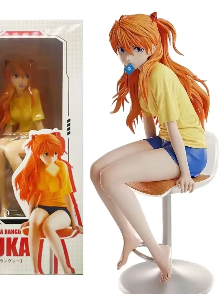 BANDAI 23CM Figurine d'anime EVA Asuka Langley Soryu Modèle de pain Jouet Cadeau Collection PVC Evangelion Figurine d'action Poupée