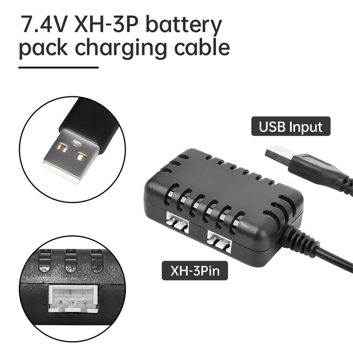 2S 7.4V 2-In-1 Charger with XH-3P Connector Plug for AX24 SCX24 UTB18 SCX24 RC Cars & Trucks,7.4V 2S Lithium Batteries NND