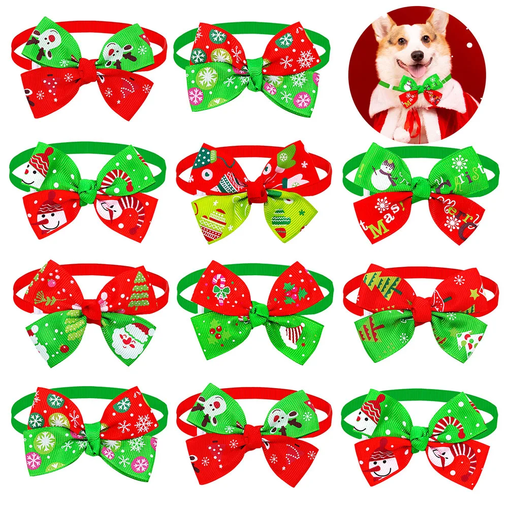 50/100PS Dog Christmas Bow Tie Dogs Pets Christmas Accessories Samll Dog Cat Puppy Bowties Dog accessories for small dogs luxury