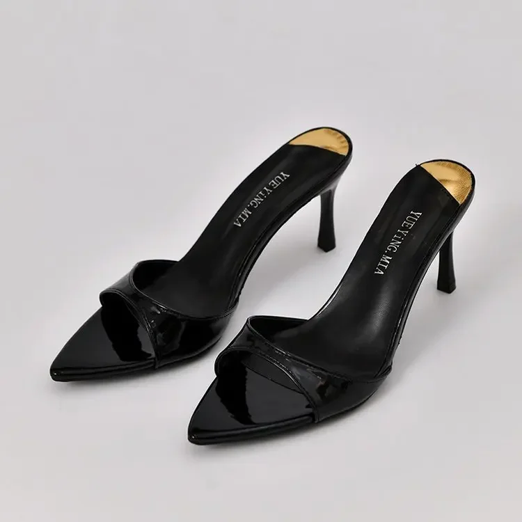2025 Summer New Large Size Pointed Thin High Heels Slippers Women Wear A Word Fashion Sandals image 2