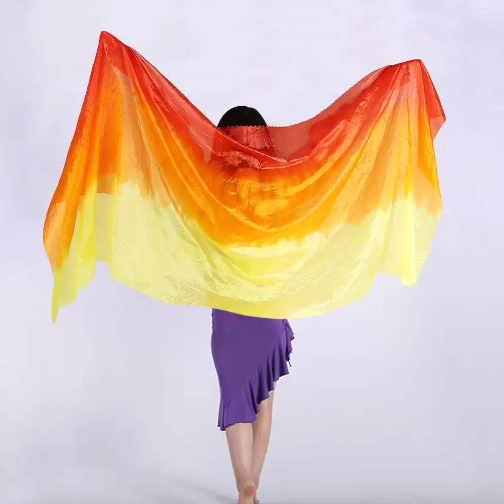 Veli di danza del ventre di colore sfumato di moda Texture leggera Scialli lunghi di danza del ventre latino Performance Scialle Costumi Accessori
