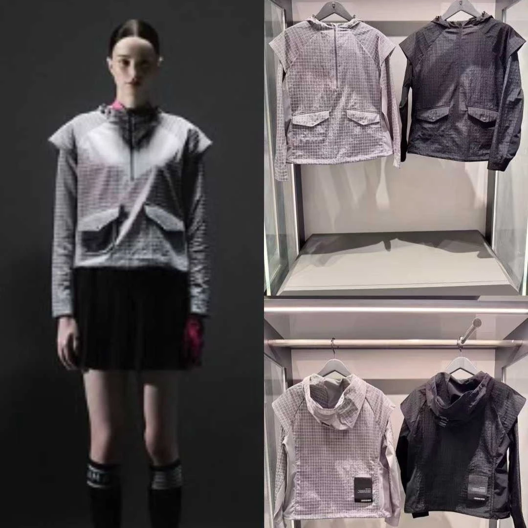 Women's Golf Hooded Polo Shirt 2026 Summer New Korean Style Plaid Faux Two-Piece Design Quick-Dry Breathable Stretch Soft Casual