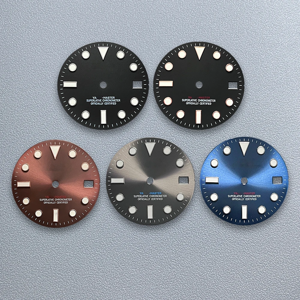 

28.5mm S Logo Sunray Dial Suitable For NH35/NH36/4R Movement 3/3.8/4.2 O'clock Ice Blue Luminou Watch Modification Accessories