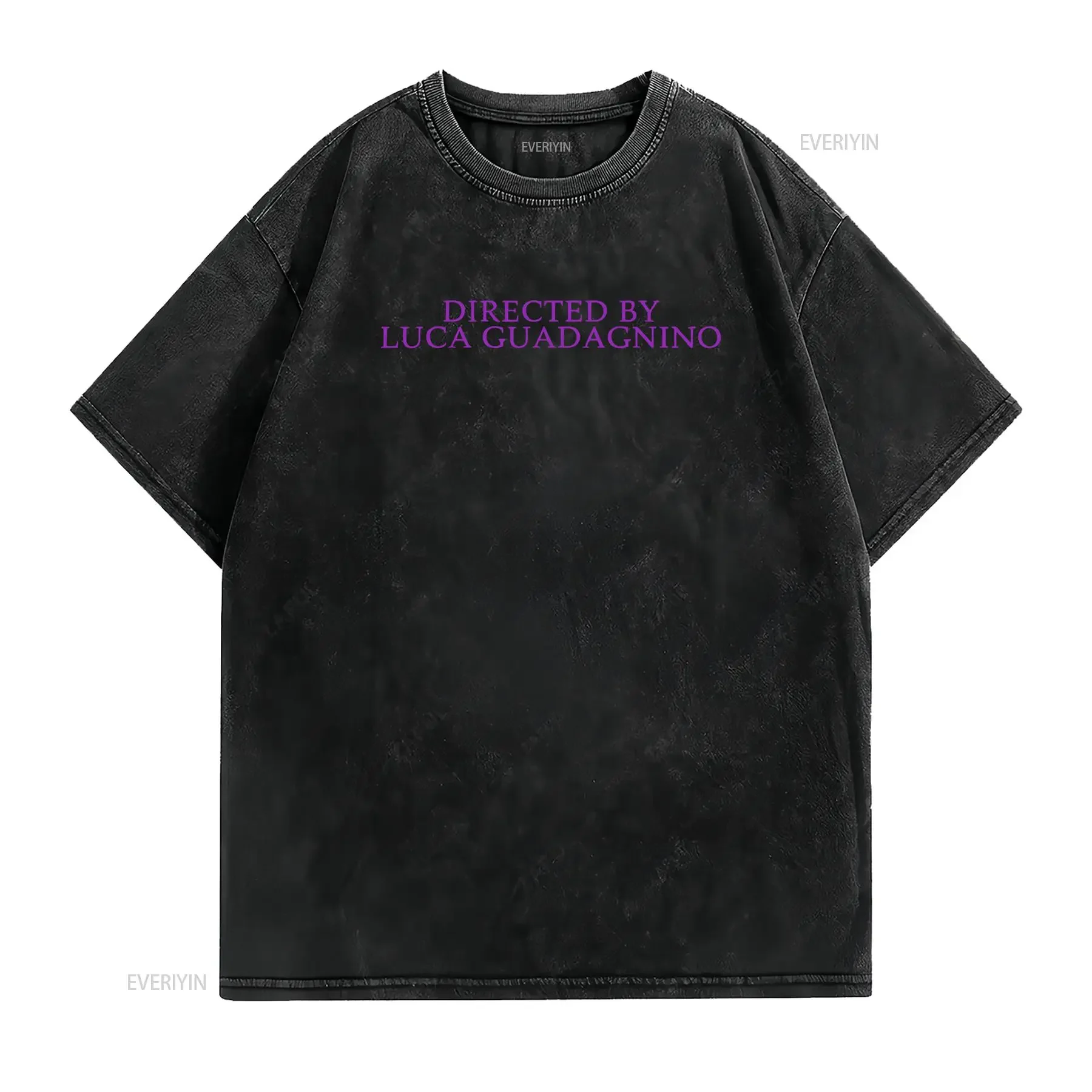 Minimalist Director Luca Guadagnino Purple Text Print Film Lover Casual T Shirt vintage Washed fashion Soft streetwear