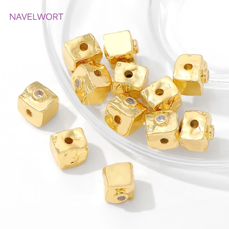 18K vergoldetes Quadrat mit Zirkon-Abstandsperlen für die Armbandherstellung, Perlentrenner, DIY-Schmuckherstellung, Zubehör für Schmuck – Detail 29