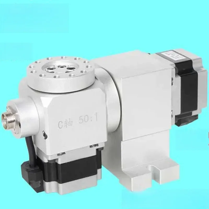 

220 В новая 5-осевая индексирующая головка с ЧПУ, индексирующая головка 60 мм, индексирующий диск 50/1, коробка передач с гармоническим редуктором 14-50 (без возврата)