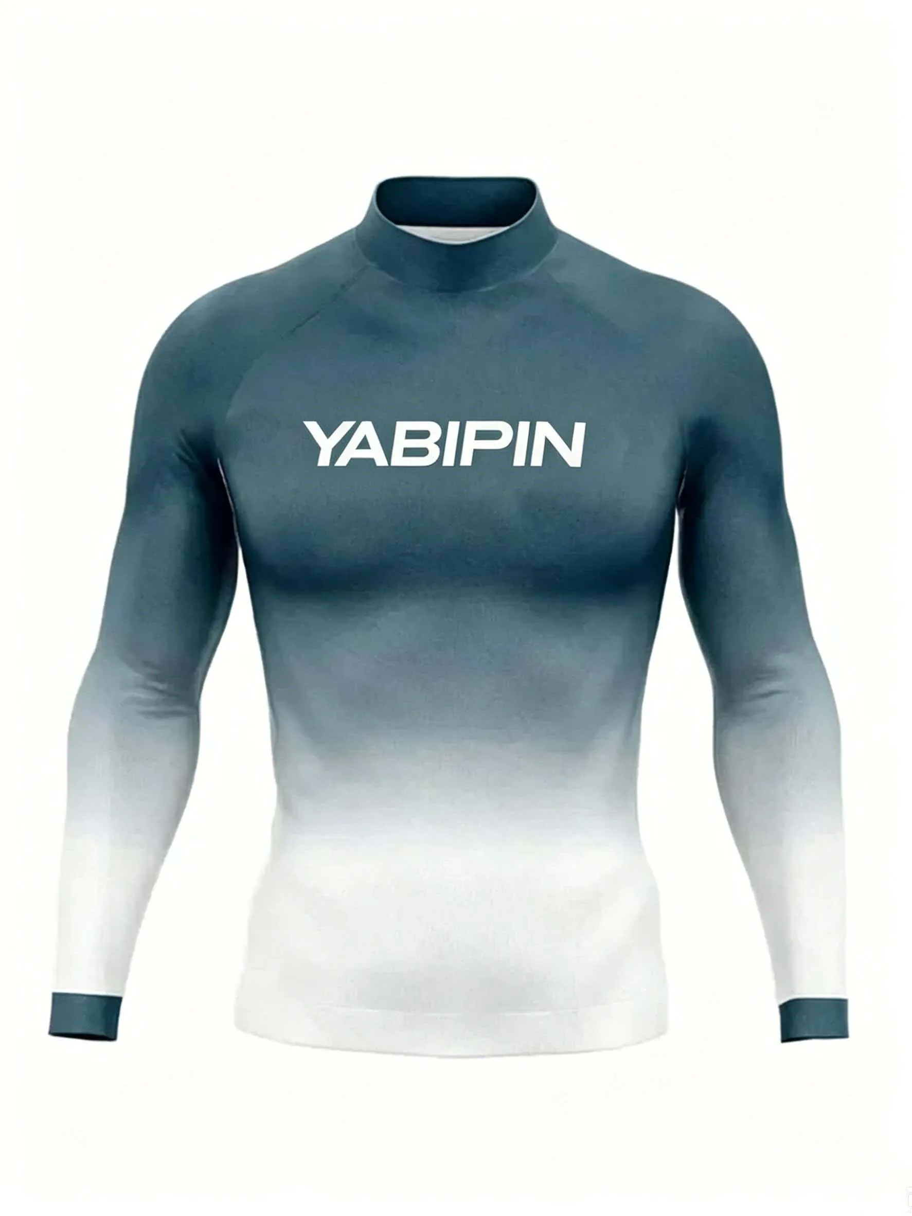 Fashion Men's Surfing T-Shirt with Stand Collar, UV Sun Protection Slim Fit Rash Guard for Swimming, Snorkeling