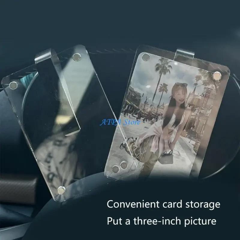 u13c حامل صور السيارة المغناطيسي مقطع Sunvisor لصور العائلة الديكور الداخلي