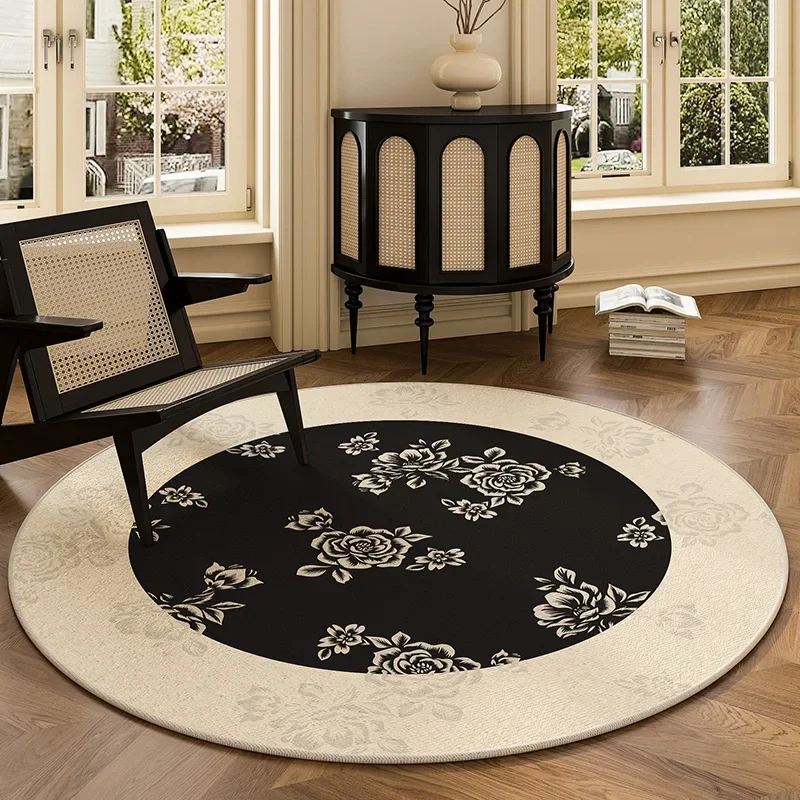 American Retro Bedroom Large Area Carpet Light Luxury Master Bedroom Cloakroom Carpets Living Room High End Round Non Slip Rug