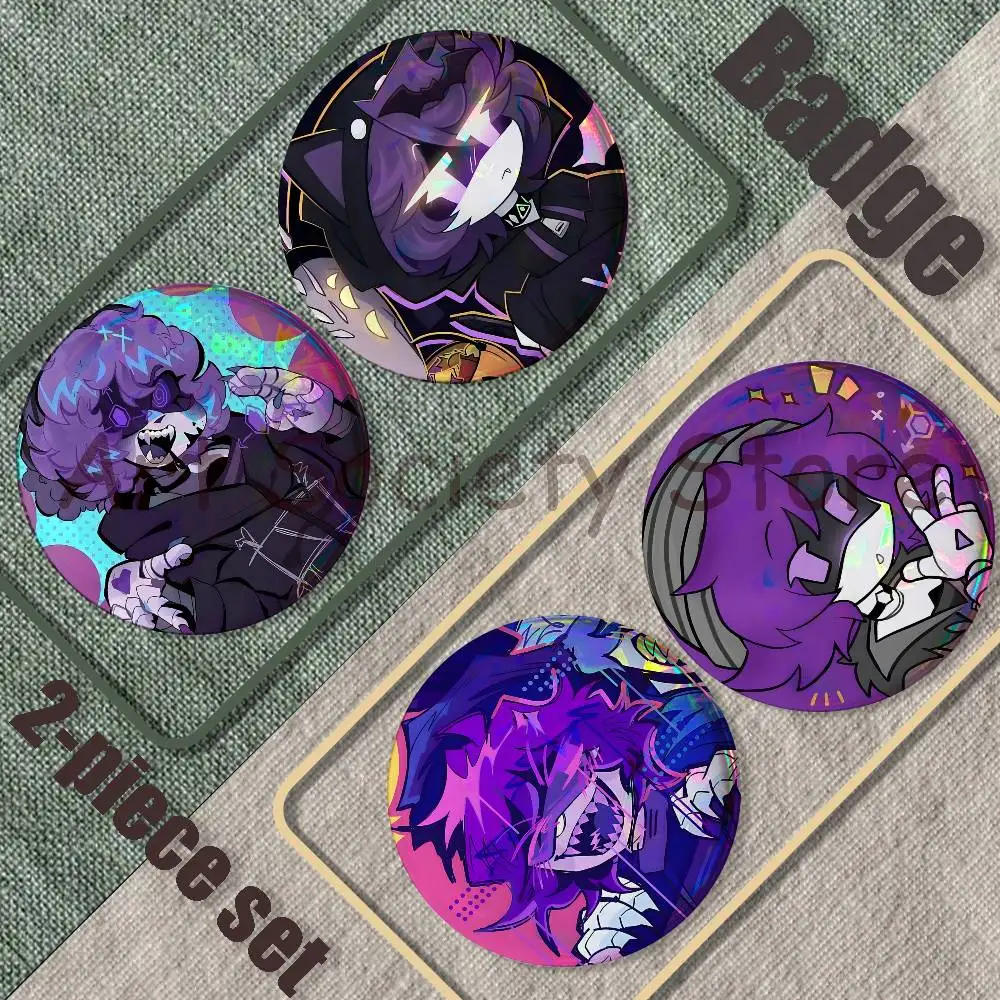 Gothic M-Murder D-Drones U-UZI Brooches Backpack Accessories 25,32,44,58,75mm Round Enamel Pins 2-piece Set Cartoon Anime Fan