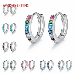 Drop Shipping Genuine 925 Sterling Silver Hoop Earrings Super Beautiful Female Jewelry Bright Crystal Earrings For Women Girls