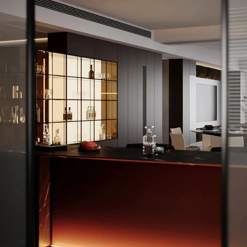 Eco-Friendly Durable Home Furniture, Stainless Steel Wine Cabinet and Rack for Bar Living Room, Modern Storage Solution