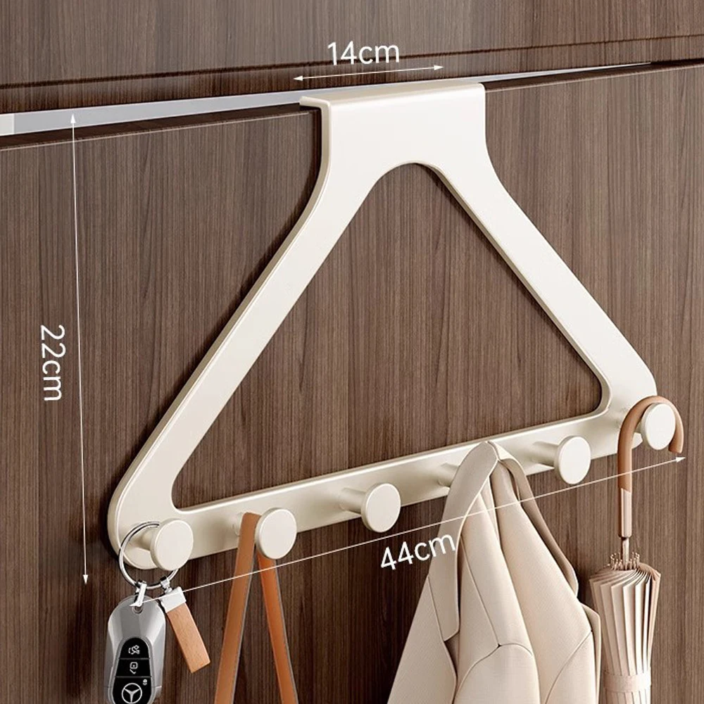 Triangular Door Hook Wall Mounted, PunchFree, Traceless Hanger for Coats, Hats, Bags, and More Organizer Clothes view 3