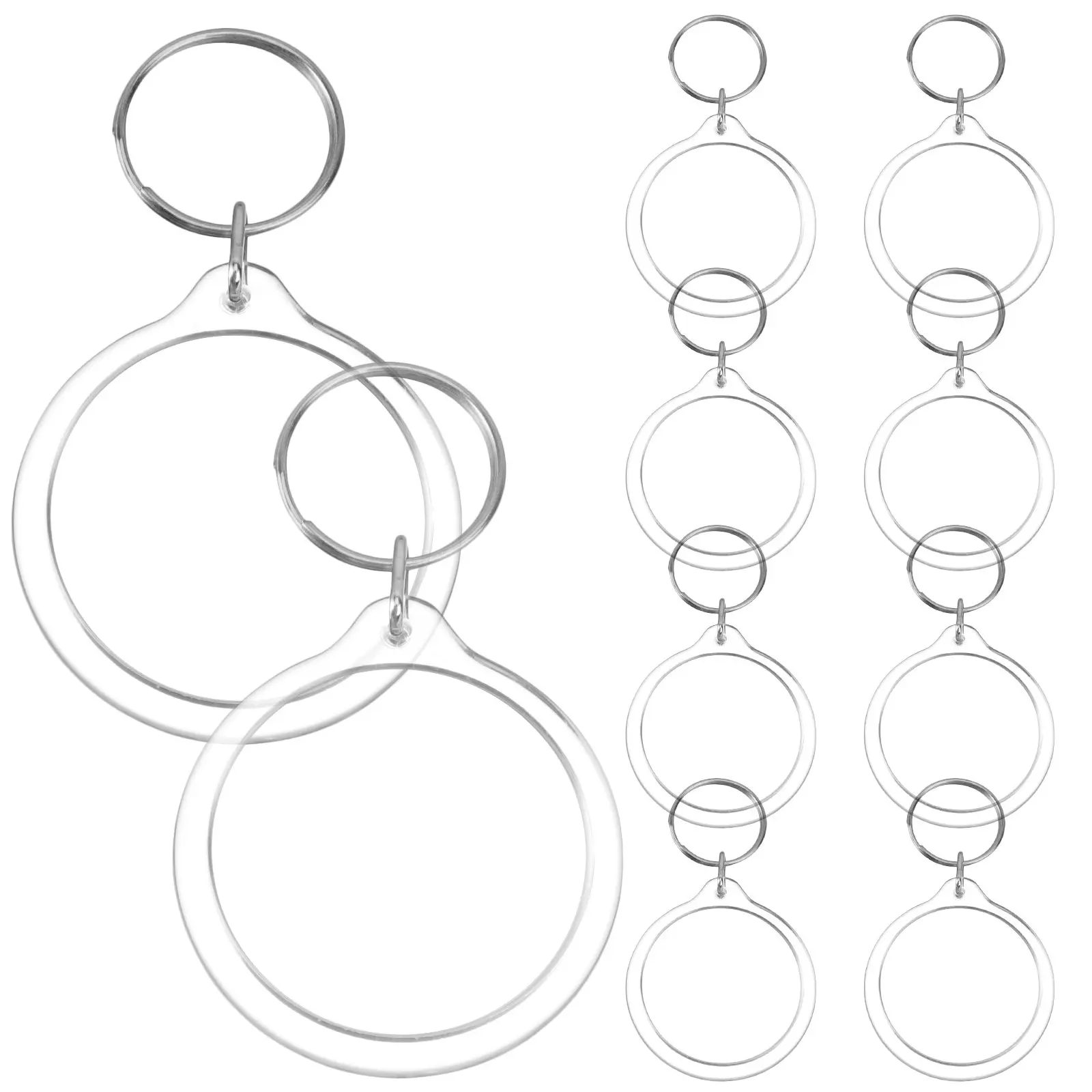 10Pcs Acrylic Blank Photo Frame Keyring Split Ring Easy Assemble DIY Personalized Gifts for Friends Family Keyring